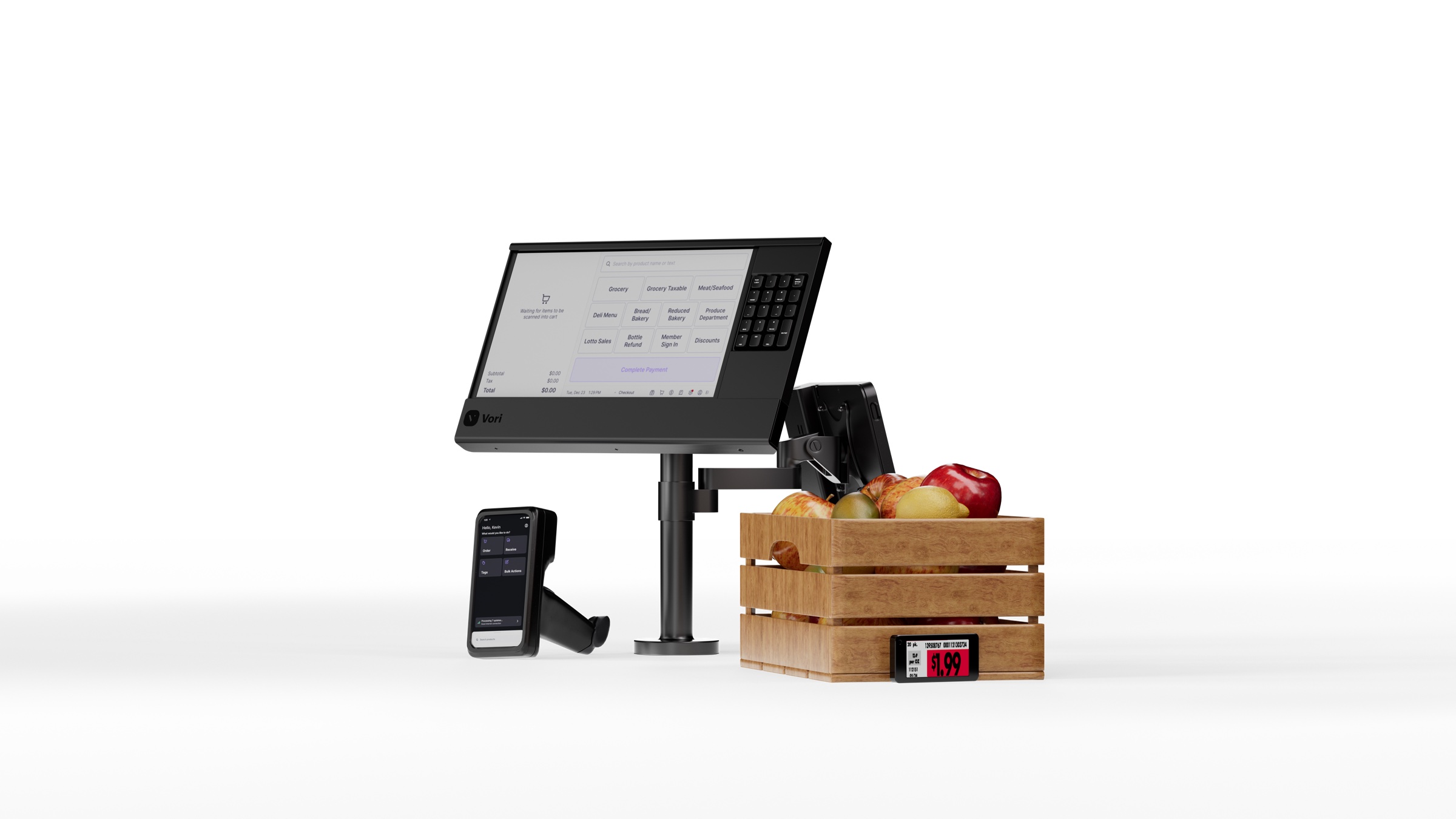 Vori cashier display, handheld, and electronic shelf label